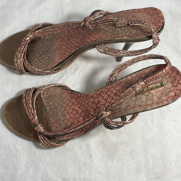 Michael Antonio Bronze Metalic Open toe knot slingback heels Size 9 - Picture 4 of 14